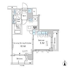 パークアクシス蒲田ステーションゲート 1LDKの間取図画像