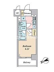 プライマル大森 1Kの間取図画像