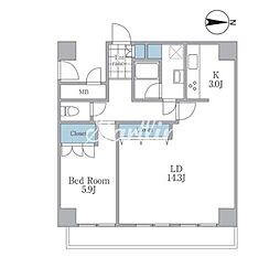 CRESCENTCOURT大森 1LDKの間取図画像