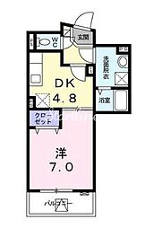 ヴァンソレイユ 1DKの間取図画像