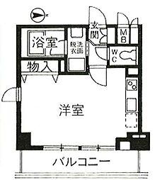 パインコート梅屋敷 ワンルームの間取図画像