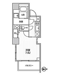 グラシアプレイス大森町 1Kの間取図画像