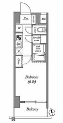 ディームス品川南大井 1Kの間取図画像