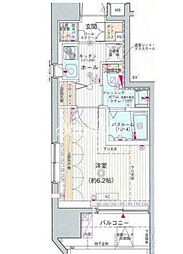 エステムプラザ品川大井町クリスタルヒルズ 1Kの間取図画像