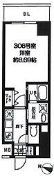 バレーヌ大森山王 1Kの間取図画像