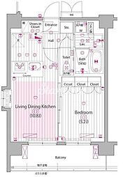 グランド・ガーラ大森2 1LDKの間取図画像