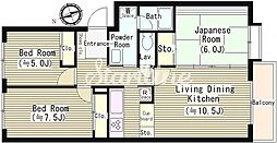 リンズハウス 2LDKの間取図画像