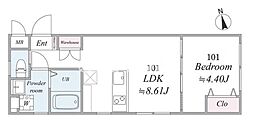 エルア南大井(Elua南大井) 1LDKの間取図画像