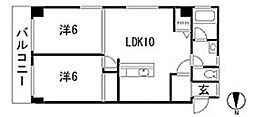 ビオスクレーネー 2階2LDKの間取り