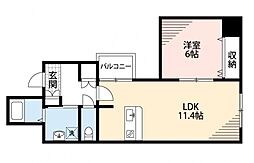 ベリーノ中央通り 1LDKの間取図画像