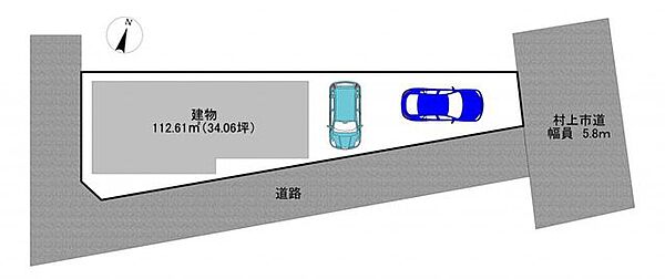敷地図。お車は2台駐車可能です。