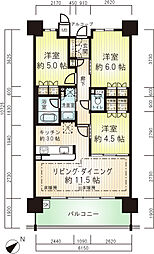 グランアッシュ弁天町 3LDKの間取図画像