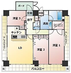 リーガル南船場 3LDKの間取図画像