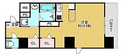 OSAKA CASTEL SHIRAHAMA PREMIER ワンルームの間取図画像