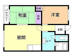 タスク桂木 2階2LDKの間取り