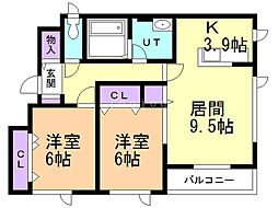 ラ・ナオーレ3 2LDKの間取図画像