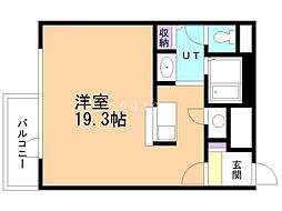サーム千歳ドミニオWing3 ワンルームの間取図画像