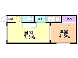 稲穂マンション 1DKの間取図画像
