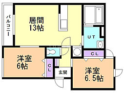 メゾン・ド・ジェミニ 2LDKの間取図画像