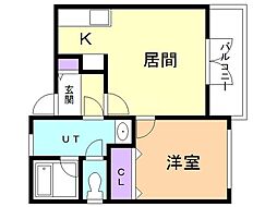 WIDELY 1DKの間取図画像
