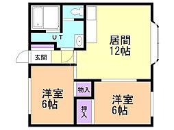 エバーホープA 2LDKの間取図画像