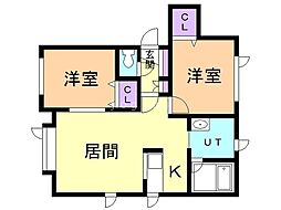 ヴェールメゾンD 2LDKの間取図画像