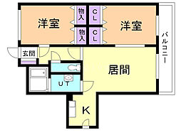 ハッピーベル 2LDKの間取図画像