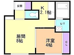 シエル千歳 1LDKの間取図画像