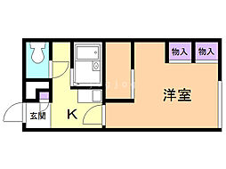 レオパレスリバーサイド桂木 1Kの間取図画像