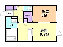 ハーモニー北陽 1LDKの間取図画像