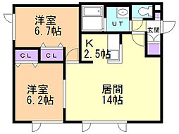 アイル千歳 2LDKの間取図画像