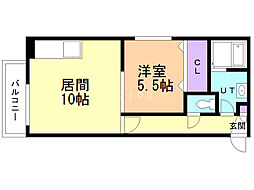 CS.リバーサイド 1LDKの間取図画像
