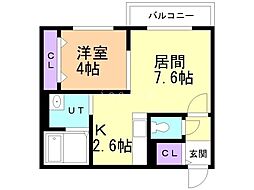 千歳市青葉2丁目マンション 1LDKの間取図画像
