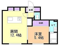 千歳市末広8丁目マンション 1LDKの間取図画像