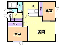 アバンダンス1 2LDKの間取図画像