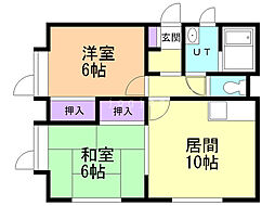 望みハイツ3 2LDKの間取図画像
