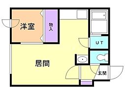 リバティ東郊 1DKの間取図画像