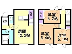 勇払郡安平町早来北進アパート 3LDKの間取図画像