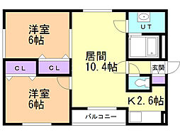 フィオーレ 2LDKの間取図画像