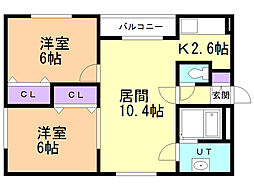 フィオーレ 2LDKの間取図画像