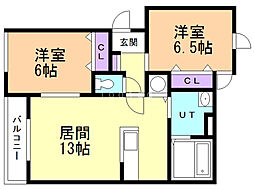 メゾン・ド・ジェミニ 2LDKの間取図画像