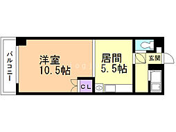 ロイヤル北斗 1DKの間取図画像