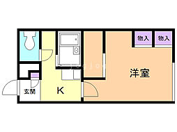 レオパレス北海道22 1Kの間取図画像