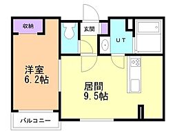 ブルーム9 1LDKの間取図画像