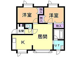 すみよしガーデンB 2LDKの間取図画像