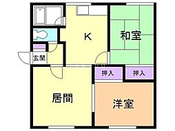 光生ハイツD 2LDKの間取図画像
