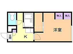 レオパレスノースヒルB 1Kの間取図画像