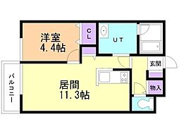 メゾンドシュシュ 1LDKの間取図画像
