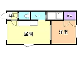 アルフェ千歳 1DKの間取図画像