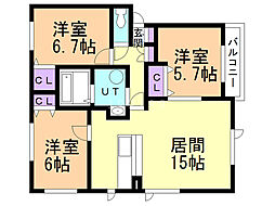ポエム 3LDKの間取図画像